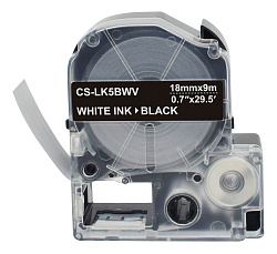 Картридж ленточный Cactus CS-LK5BWV LK-5BWV белый на черном 18x9 для Epson LW400/LW700/LW600P/LW1000P/K400/Z700/Z900