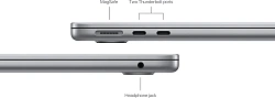 Ноутбук Apple MacBook Air A3113 M3 8 core 16Gb SSD256Gb/8 core GPU 13.6" Liquid Retina (2560x1664) macOS grey space WiFi BT Cam (MC8G4LL/A)