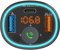 Автомобильный FM-модулятор Ritmix FMT-B300 черный BT USB (80000849)