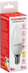 Лампа светодиодная Thomson Candle TH-B2013 6Вт цок.:E14 свеча 220B св.свеч.бел.теп. Candle (упак.:1шт)