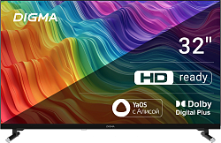 Телевизор LED Digma 32" DM-LED32SBB33 Яндекс.ТВ Frameless Metal черный FULL HD 60Hz DVB-T DVB-T2 DVB-C DVB-S DVB-S2 USB WiFi Smart TV