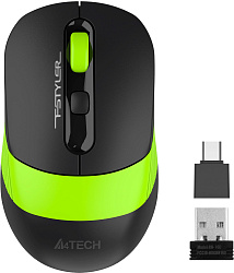Мышь A4Tech Fstyler FG10CS Air черный/зеленый оптическая 2000dpi silent беспров. USB для ноутбука 4but (FG10CS AIR SPORTS GREEN)