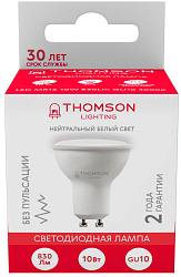 Лампа светодиодная Thomson TH-B2056 10Вт цок.:GU10 полусф. 220B св.свеч.бел.нейт. MR16 (упак.:1шт)