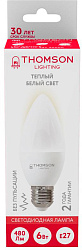 Лампа светодиодная Thomson TH-B2357 6Вт цок.:E27 свеча 220B св.свеч.бел.теп. Candle (упак.:1шт)