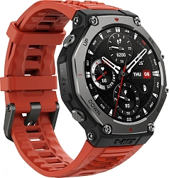 Смарт-часы Amazfit T-Rex 3 A2323 48.5мм 1.5" AMOLED корп.темно-серый рем.красный разм.брасл.:145-210мм (6970100374940)