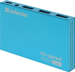 Разветвитель USB 2.0 Defender Septima Slim 7порт. синий (83505)