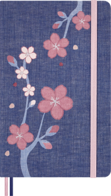 Блокнот Moleskine LIMITED EDITION SAKURA LESU08QP060BOX Large 130х210мм обложка текстиль 176стр. линейка твердая обложка подар.кор. синий 2025