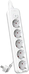 Сетевой фильтр Deli ET437 1.8м (5 розеток) белый (пакет ПЭ)