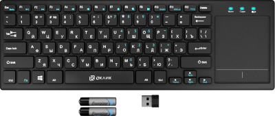 Клавиатура Оклик 830ST черный USB беспроводная slim Multimedia Touch