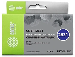Картридж струйный Cactus CS-EPT2631 26XL фото черный (11.6мл) для Epson Expression Home XP-600/605/700/800 с чипом