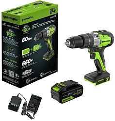 Дрель-шуруповерт Greenworks GD24DD60 аккум. патрон:быстрозажимной (3704107CUB)