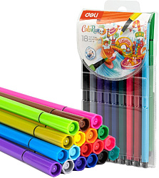 Фломастеры Deli EC157-18 ColoRun 18цв. пакет с европодвесом