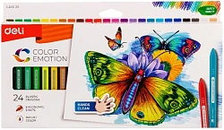 Восковые мелки Deli EC20020 Color Emotion трехгранные 24цв. картон.кор./европод.