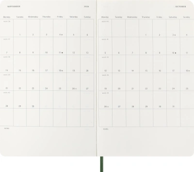 Ежедневник Moleskine CLASSIC SOFT Large 130х210мм датир. 400стр. линейка мягкая обложка зеленый