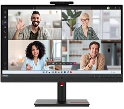 Монитор Lenovo 23.8" ThinkVision T24v-30 черный IPS LED 4ms 16:9 HDMI M/M Cam матовая HAS Piv 1000:1 250cd 178гр/178гр 1920x1080 75Hz VGA DP FHD USB 6.0кг