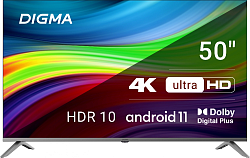 Телевизор LED Digma 50" DM-LED50UBB41 Android TV Frameless Metal темно-серебристый/серебристый 4K Ultra HD 60Hz DVB-T DVB-T2 DVB-C DVB-S DVB-S2 USB WiFi Smart TV