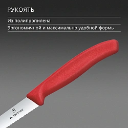 Нож кухонный Victorinox Swiss Classic 6.7731.C1 для овощей лезв.100мм серрейт. заточка красный
