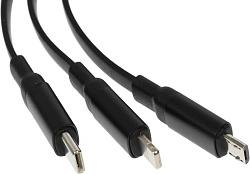 Кабель Hoco X78 Easy pull storage 3-in-1 91290 USB (m)-Lightning (m)/USB Type-C (m)/micro USB (m) 1м черный