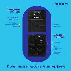 Источник бесперебойного питания Ippon Back Basic 2200 Euro 1320Вт 2200ВА черный