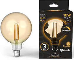 Лампа светодиодная Gauss Filament 158802010-D 10Вт цок.:E27 шар 220B св.свеч.бел.теп. (упак.:1шт)