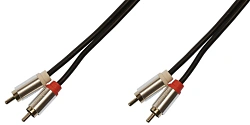 Кабель соединительный аудио Premier 5-304 1.5 2хRCA (m)/2хRCA (m) 1.5м. позолоч.конт. черный/серый