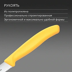 Нож кухонный Victorinox Swiss Classic 6.7238.C1 для стейка/пиццы лезв.110мм серрейт. заточка желтый