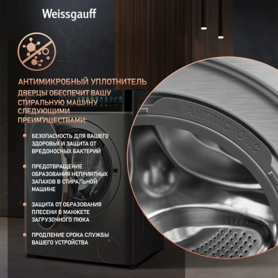 Стиральная машина Weissgauff WM 58411 Direct Drive Inverter Premium класс: A+++ загр.фронтальная макс.:11кг темно-серебристый