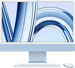 Моноблок Apple iMac A2874 24" 4.5K M3 8 core (4) 8Gb SSD256Gb 8 core GPU macOS WiFi BT 143W клавиатура мышь Cam синий 4480x2520