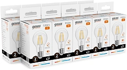 Лампа филам. Gauss Filament 7Вт цок.:E27 груша 220B св.свеч.бел.теп. (упак.:10шт) (22217)