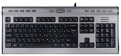 Клавиатура A4Tech KLS-7MUU серебристый/черный USB slim Multimedia (KLS-7MUU USB) кабель 1.5м