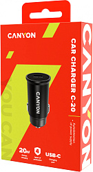 Автомобильное зар./устр. Canyon CNS-CCA20B 20W 3A (PD+QC) USB Type-C универсальное черный
