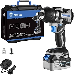 Гайковерт Deko ZKIS20 Pro Max аккум. патрон:квад.1/2" (кейс в комплекте) (083-1089)