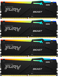 Память DDR5 4x16GB 6000MHz Kingston KF560C40BBAK4-64 Fury Beast RGB RTL Gaming PC5-48000 CL40 DIMM 288-pin 1.35В kit dual rank с радиатором Ret