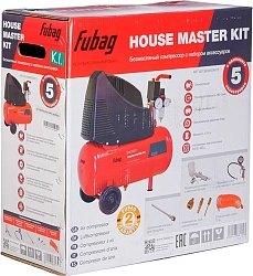 Компрессор поршневой Fubag House Master Kit безмасляный 180л/мин 24л 1100Вт красный/черный