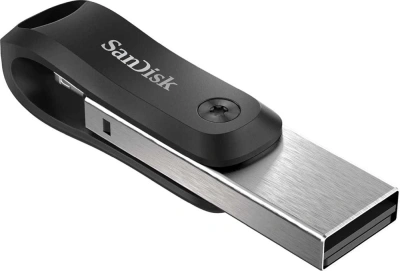 Флеш Диск Sandisk 64GB iXpand Go SDIX60N-064G-GN6NN USB3.0 черный/серебристый