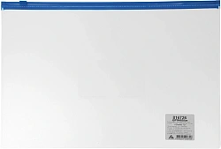 Папка на молнии ZIP Бюрократ -BPM4ABLUE A4+ полипропилен 0.15мм карм.для визит. цвет молнии синий