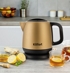 Чайник электрический Kitfort KT-6111 1л. 1630Вт золотистый/черный корпус: металл/пластик (КТ-6111)