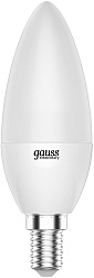 Лампа светодиодная Gauss Elementary 6Вт цок.:E14 свеча 220B св.свеч.бел.теп. C37 (упак.:10шт) (33116)