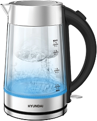 Чайник электрический Hyundai HYK-G7405 1.7л. 2200Вт черный/серебристый корпус: стекло