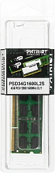 Память DDR3L 4Gb 1600MHz Patriot PSD34G1600L2S RTL PC3-12800 CL11 SO-DIMM 204-pin 1.35В dual rank Ret