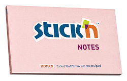Блок самоклеящийся бумажный Stick`n 21154 76x127мм 100лист. 70г/м2 пастель розовый