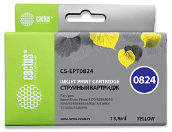 Картридж струйный Cactus CS-EPT0824 T0824 желтый (13.8мл) для Epson Stylus Photo R270/290/RX590 с чипом