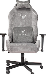 Кресло игровое Knight N1 Fabric серый Light-19 с подголов. крестов. металл