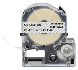 Картридж ленточный Cactus CS-LK3TBN LK-3TBN черный на прозрачном 9x9 для Epson LW300/LW400/LW700/LW600P/LW1000P/K400/Z700/Z900