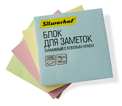 Блок самоклеящийся бумажный Silwerhof 682156-04 76x76мм 100лист. 75г/м2 пастель голубой