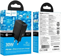 Сетевое зар./устр. Hoco CS112A Lounge PD30W+QC3.0 30W (PD+QC) черный (80387)