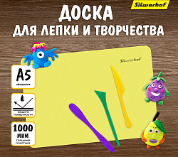 Доска для лепки Silwerhof 957006 Neon прямоугольная A5 пластик 1мм желтый