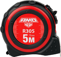 Рулетка строительная Amo R305 дл.полотна 5м изм.шкала в см зацеп простой красный/черный (851513)