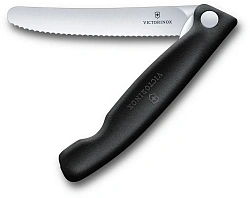 Нож кухонный Victorinox Swiss Classic (6.7833.F) стальной столовый лезв.110мм серрейт. заточка черный карт.коробка