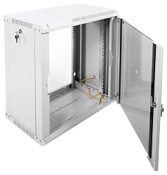 Шкаф коммутационный ЦМО ШРН-ЭКОНОМ (ШРН-Э-12.350) настенный 12U 600x350мм пер.дв.стекл 85кг серый 300мм 15.84кг 180град. 608мм IP20 металл